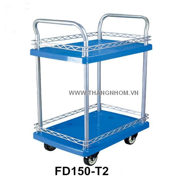 Xe đẩy hàng sàn nhựa 2 tầng FEIDA loại 150 kgs FD-150-T2